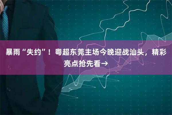 暴雨“失约”！粤超东莞主场今晚迎战汕头，精彩亮点抢先看→